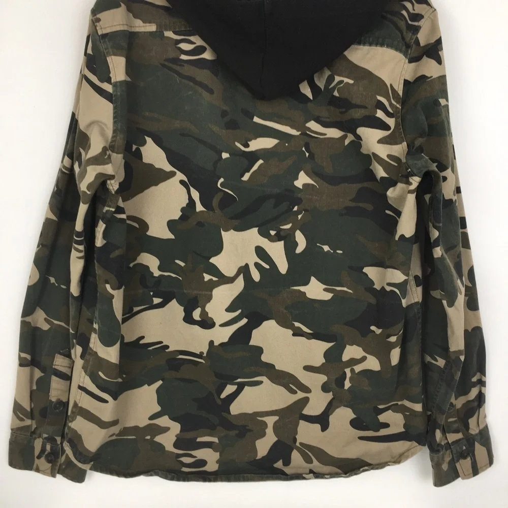 Forever 21 Army Camo Jacket Hoodie Mens Size XL Utility Shacket Green